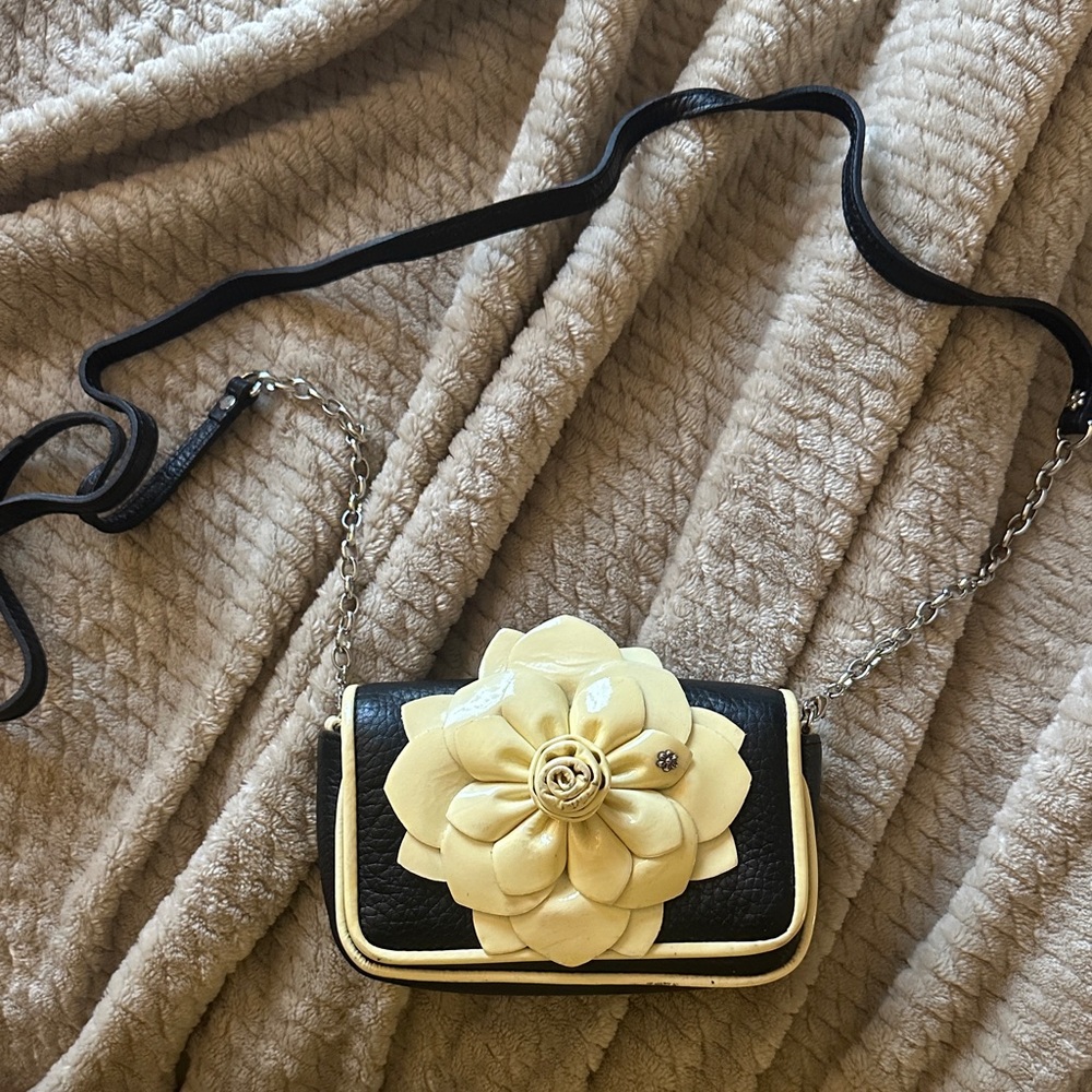 Elegant Yellow and Black Floral Women's Bag